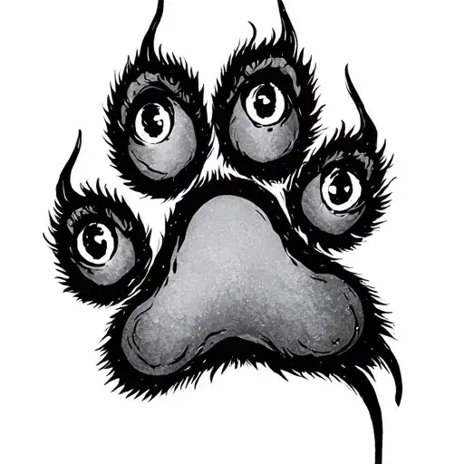 Dog Paw Print With Eyes Looking