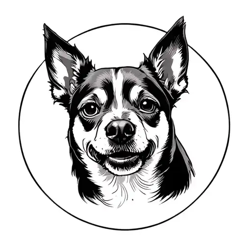 Basic Line Drawing Of A Dog Face In A Circle
