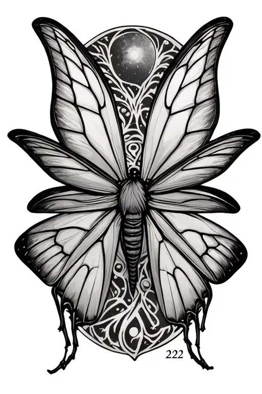 Luna Moth 222 Incorporated Tattoo Design