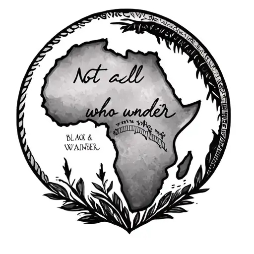 Africa In A Circle With A Quote 'Not All Who Wander
