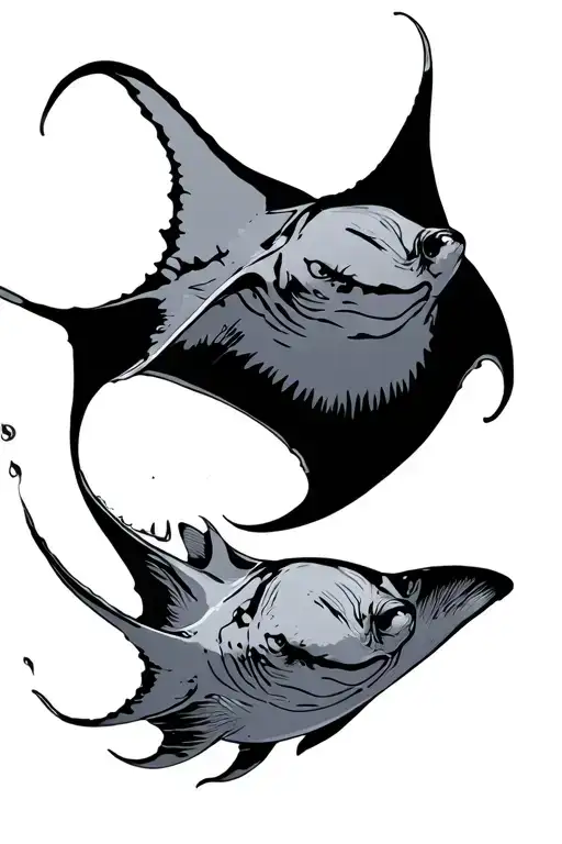Manta Ray Gracefully Swimming