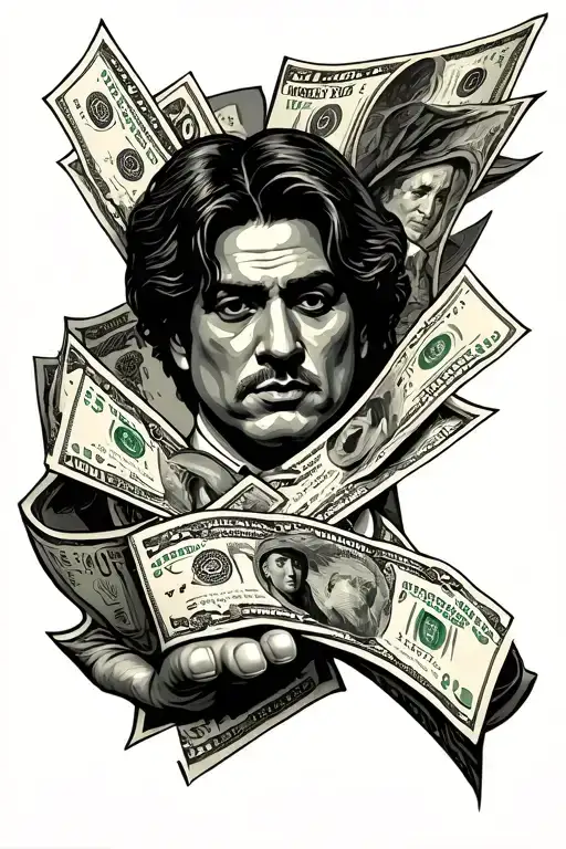 The World Is Yours With Money At The Bottom Half Sleeve Tattoo Scarface