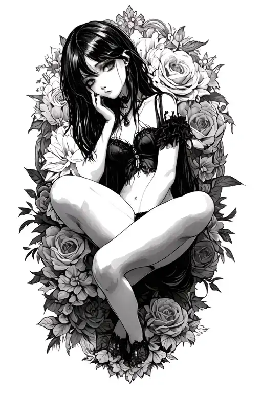 Gothic Anime Girl Naturist Spreads Girl Legs For Women