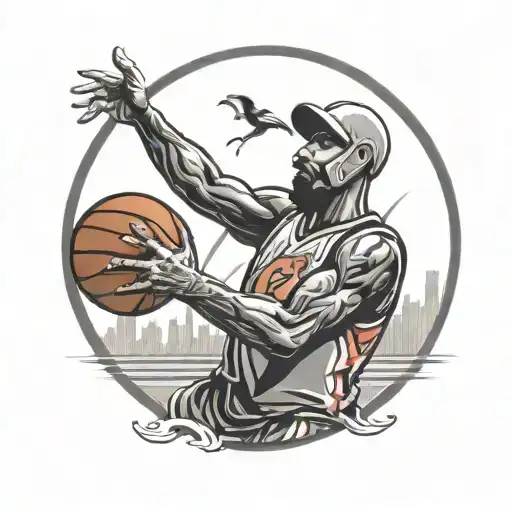 Flamingo Shooting Basketball Player Dunking