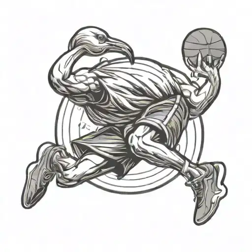 Flamingo Shooting Basketball Player Dunking