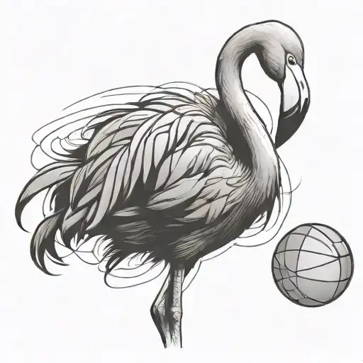 Flamingo Playing Basketball