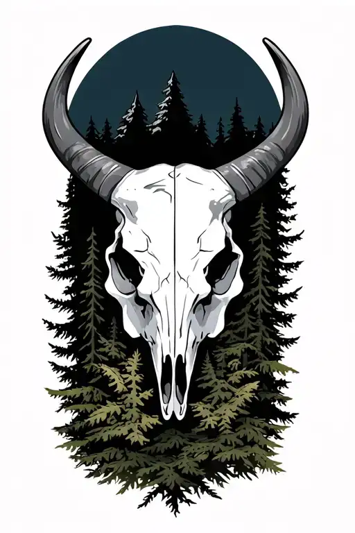 Mountain Forrest Bull Skull