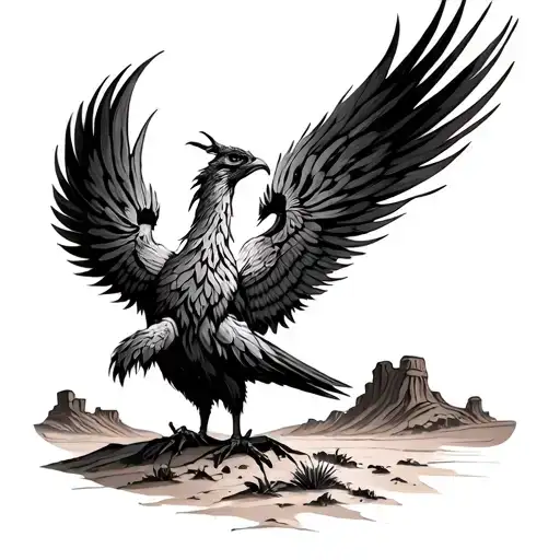 Phoenix In Desert Landscape