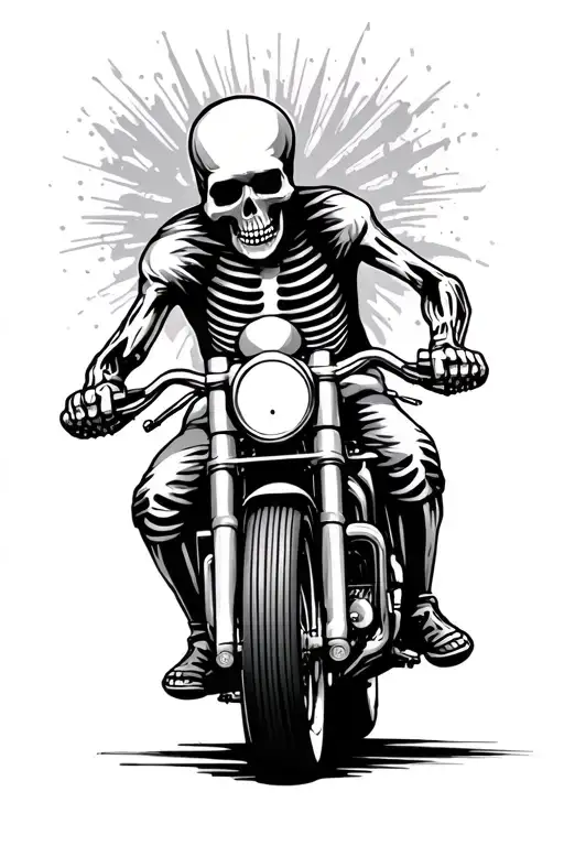 Traditional Skeleton Riding Motorbike