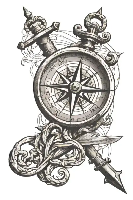 Compass Nautical Map Anchor Intertwined