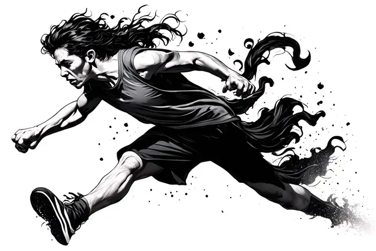 Someone Running After The Time With A Pencil Style