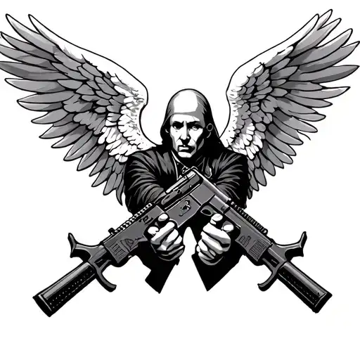 Masons Angel With Ak47 In Hands Pointing
