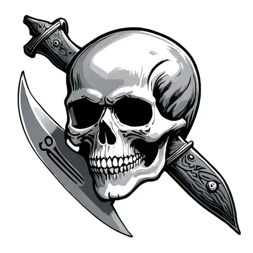 Knife With Skull Head In The Blade