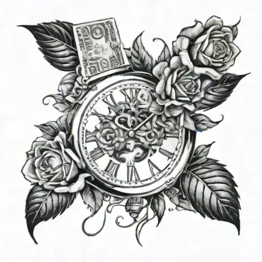 A Watch Surrounded By Roses Growing Into Money