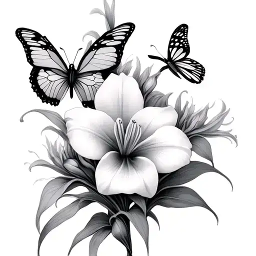 Narciss Flower & Butterflies