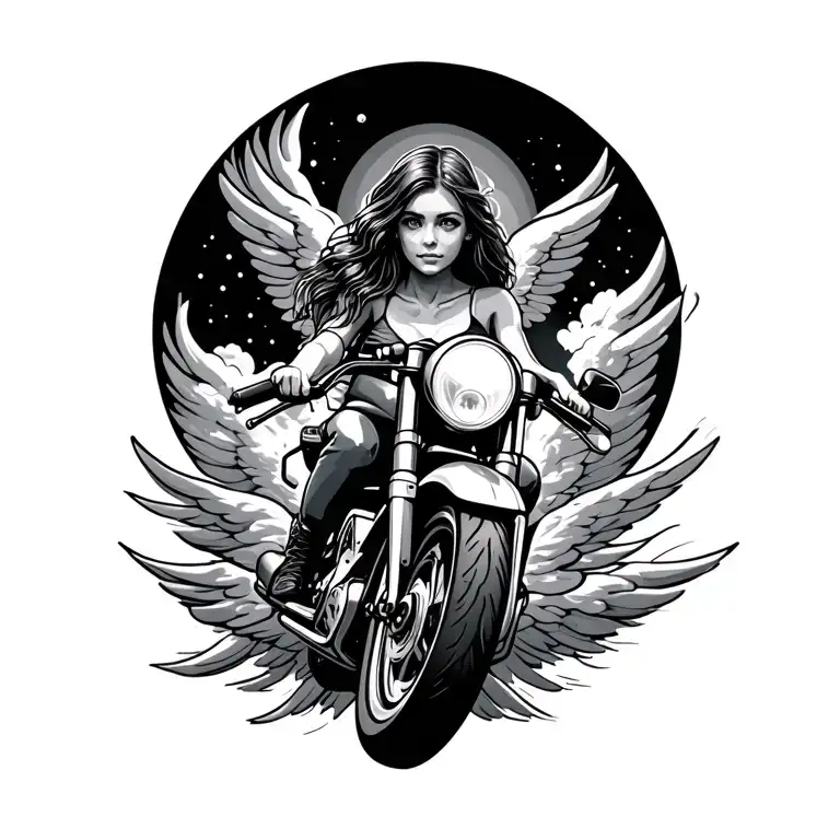 Motorcycle Going To Heaven Arms Out Girl