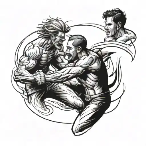 Three People Fighting Each Other