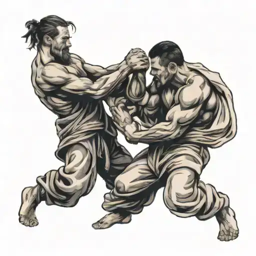 Three People Fighting Each Other Symbolizing