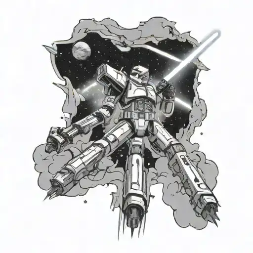 A Galaxy Scene With Multiple Lightsabers Floating In Space