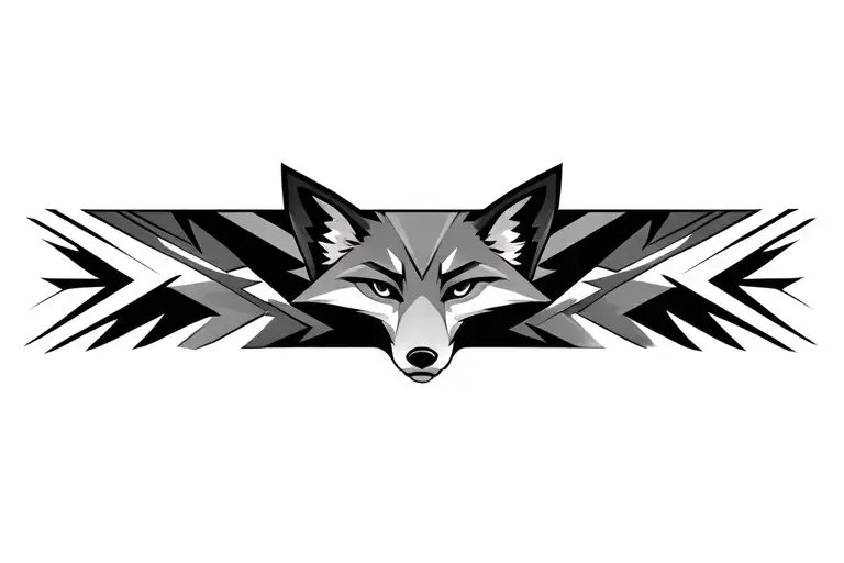 Fox Head On Centre And Geometric Band