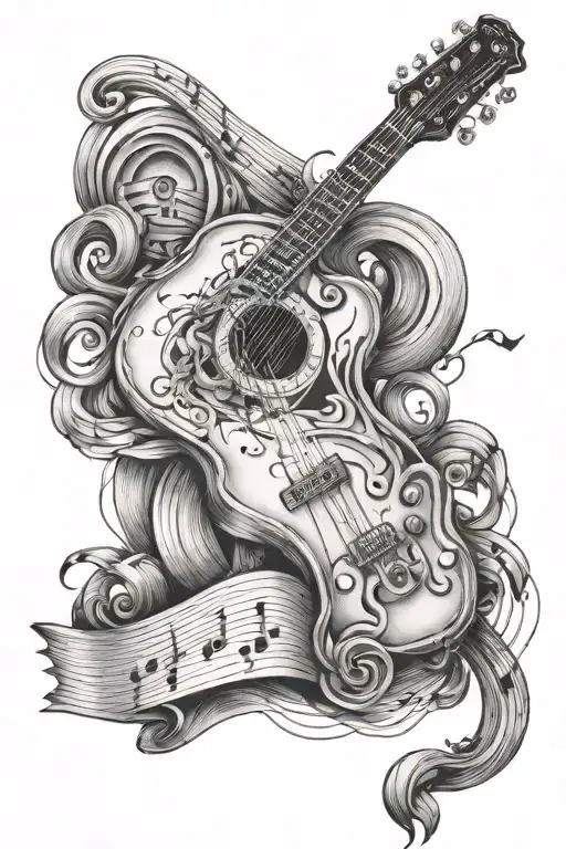 Music Themed On Outer Forearm Half Sleeve
