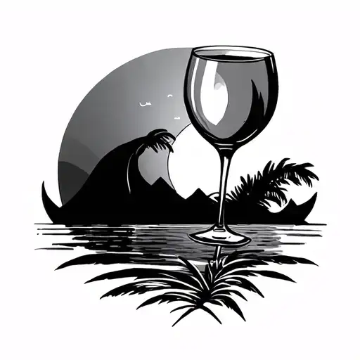 Welle Aircraft Sun Wine Glass Palm