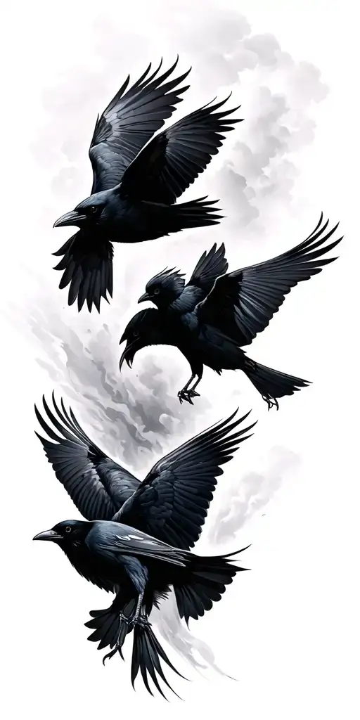 Crows Flying Away