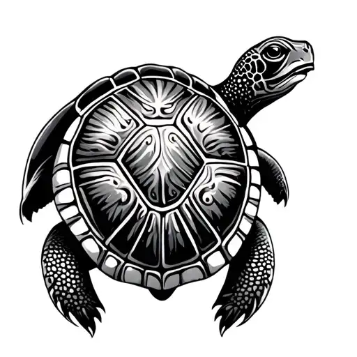 Turtle With Design On Shell Pattern