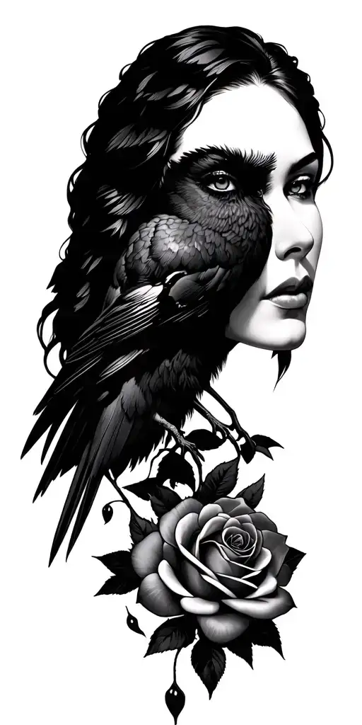 Rose Woman Face Crows