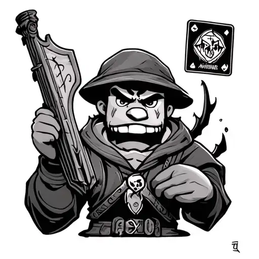 Spelunky Main Character Holding A Balatro Card