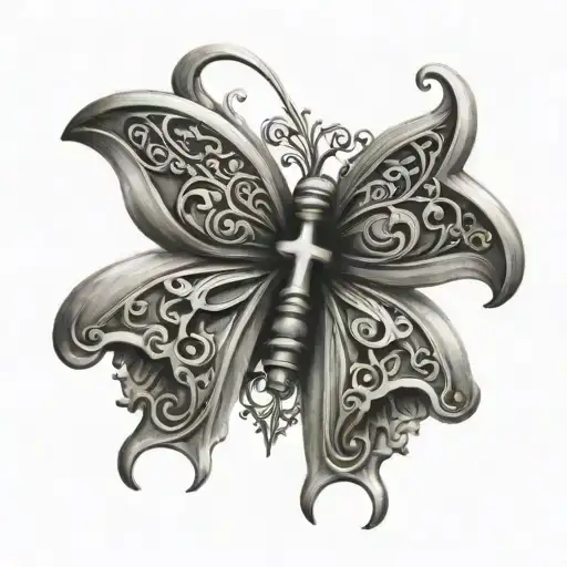 Butterfly With A Cross In Place Of The Body