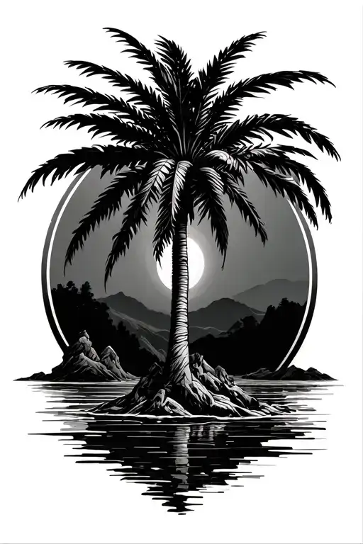 Cyberpunk Style Palm Tree Tattoo Design