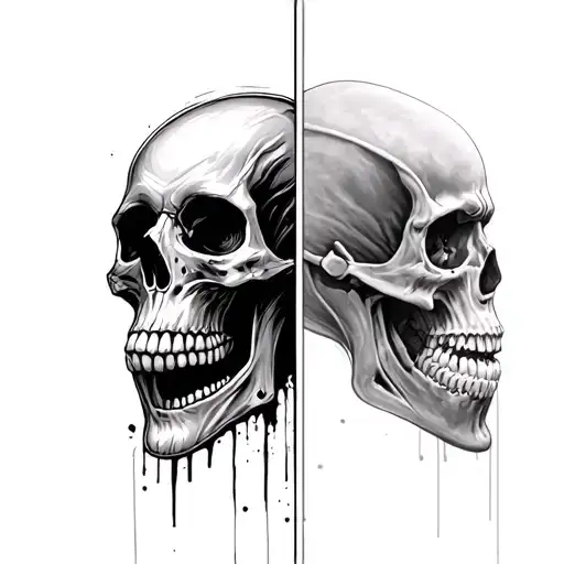 Female Vs Male Skulls Full Bodies In Black And White Pictures