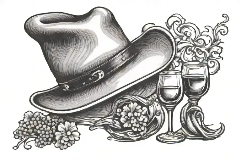 Cowboy Hat And Wine Glass