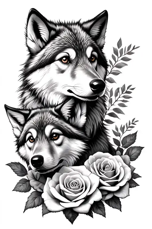 Wolf Cubs And Roses