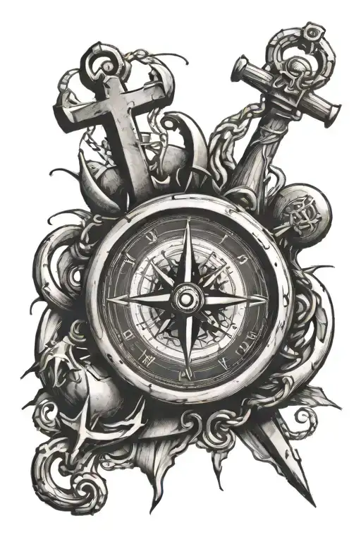 Clock Compass And An Anchor Christian