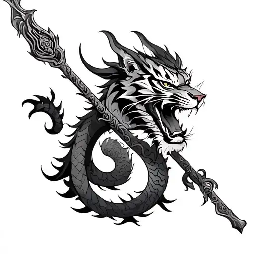 Tiger Dragon Staff