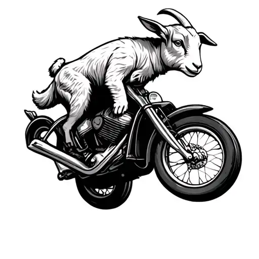 Baby Goat Riding Motorbike Doing A Wheelie