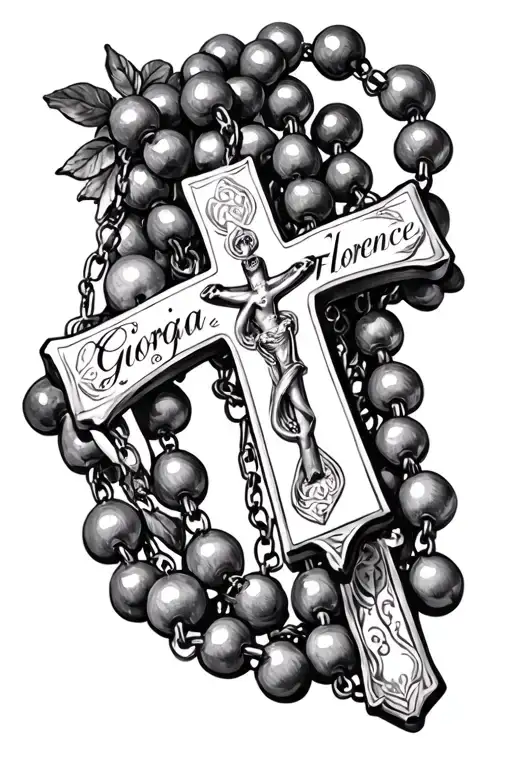 Rosary Beads And Cross With Names Giorgia And Florence