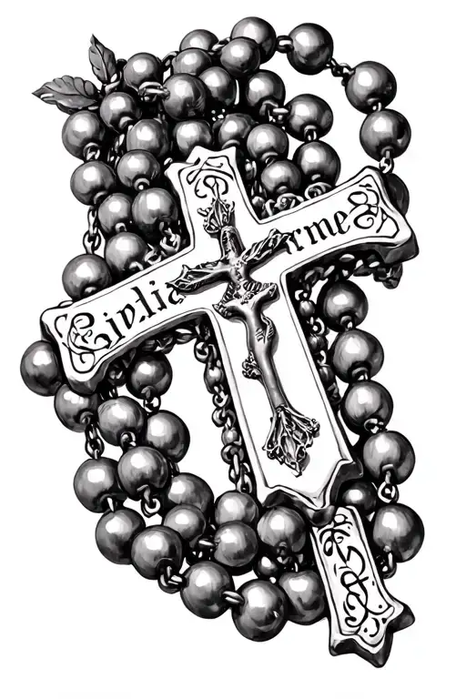Rosary Beads And Cross With Names Giorgia And Florence