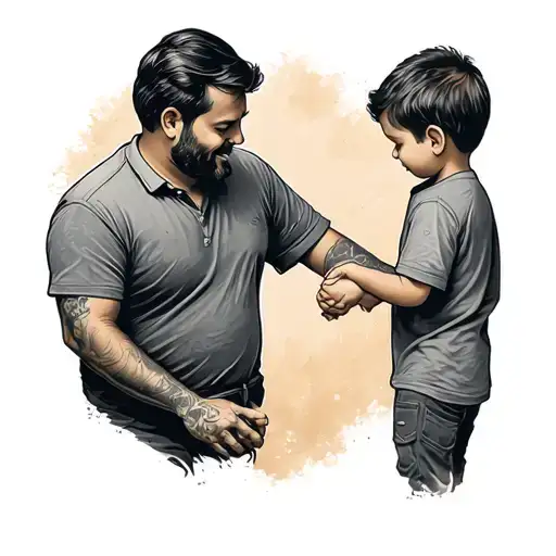 Dad And Son Holding Hands