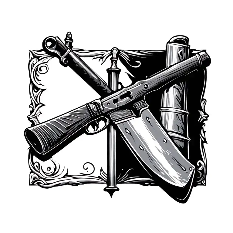 Rifle Scroll And Trowel