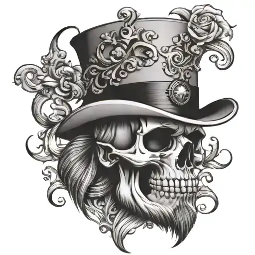 Skull Beard With A Top Hat