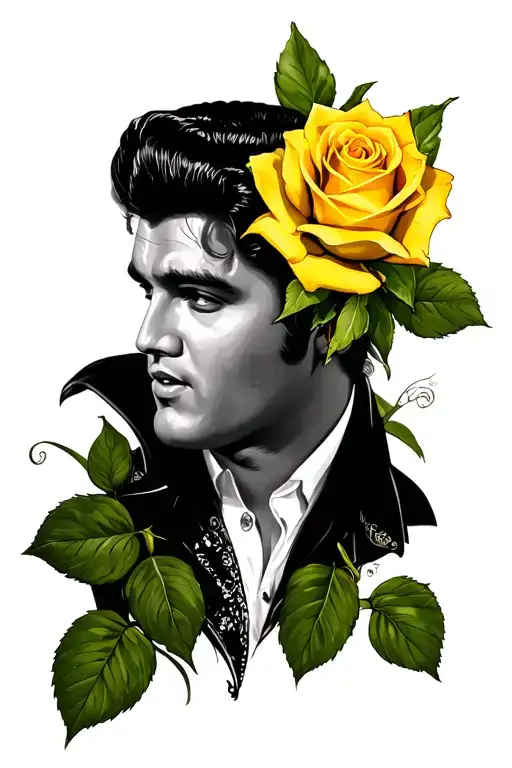 Yellow Roses With Elvis Theme