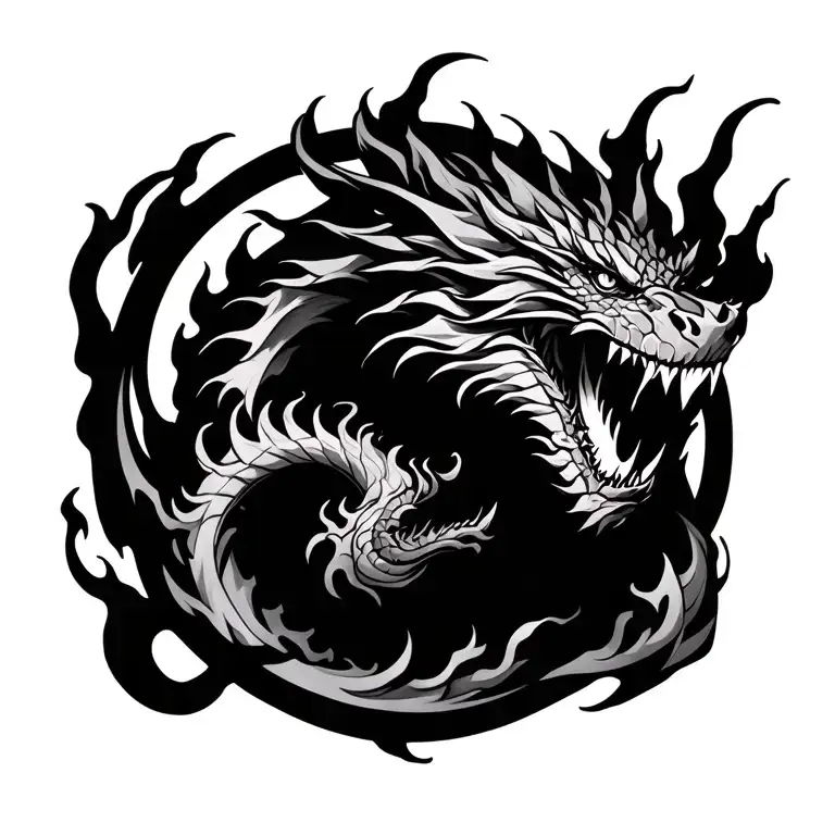 Black Dragon Breathing Fire