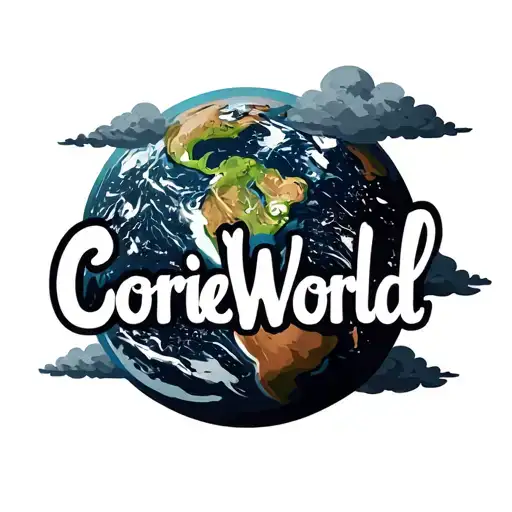 The Word Corieworld The Background With Clouds And The O Are Changed To Earths