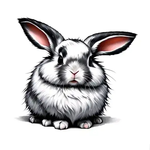 Simple Angora Rabbit Sitting White Fluffy