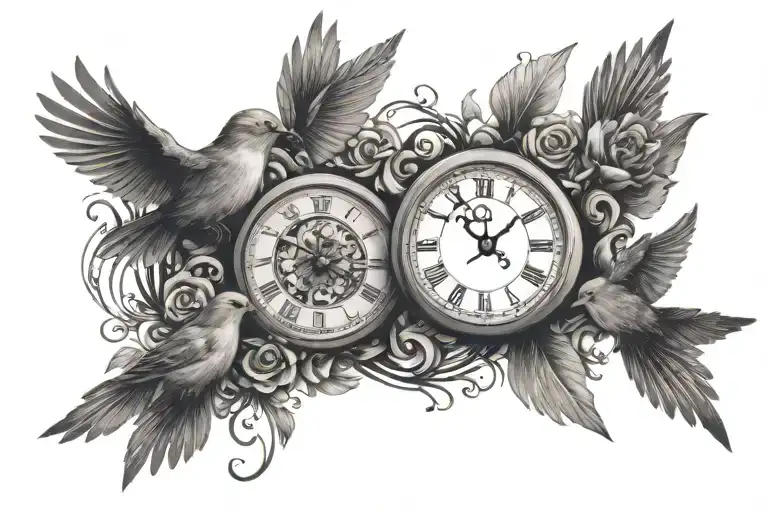 Clock With Birds Flying Away