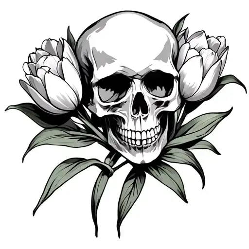 Skull And Tulips