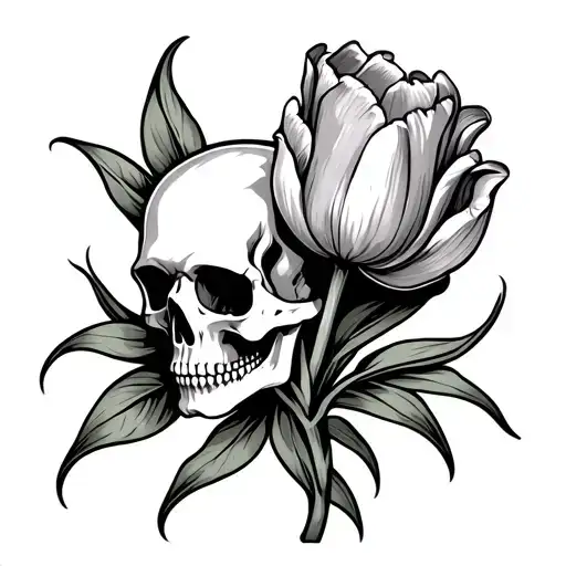Skull And Tulip